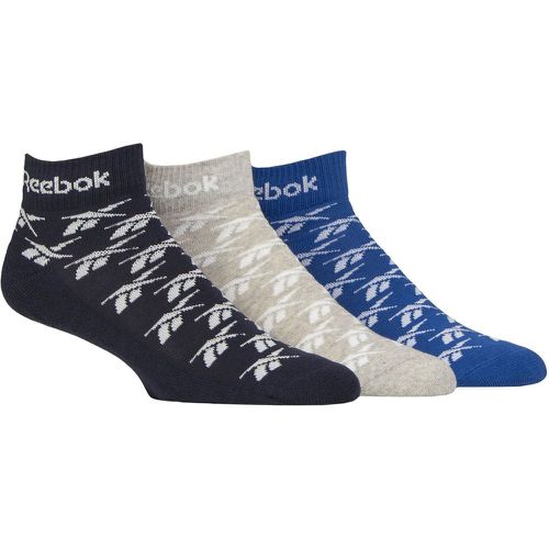Mens and Ladies 3 Pair Reebok Essentials Cotton Ankle Socks Navy / Grey / 4.5-6 UK - SockShop - Modalova