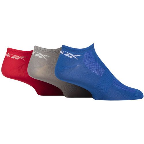 Mens and Ladies 3 Pair Essentials Recycled Trainer Socks Blue / Grey / Red 6.5-8 UK - Reebok - Modalova