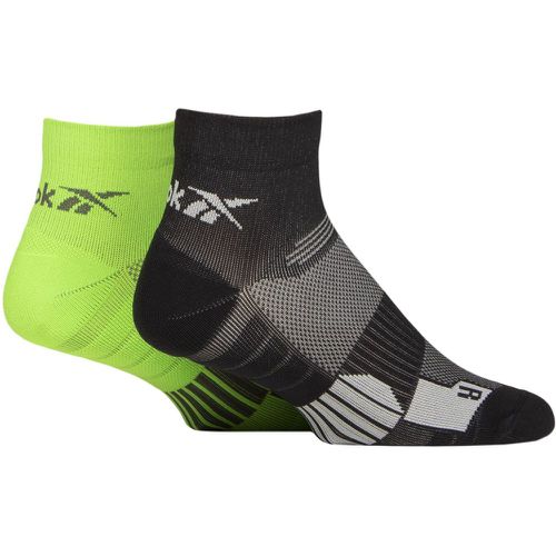 Mens and Ladies 2 Pair Technical Recycled Ankle Technical Cycling Socks Black / Green 4.5-6 UK - Reebok - Modalova