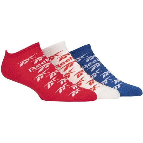 Mens and Ladies 3 Pair Essentials Cotton Trainer Socks / White / Blue 4.5-6 UK - Reebok - Modalova