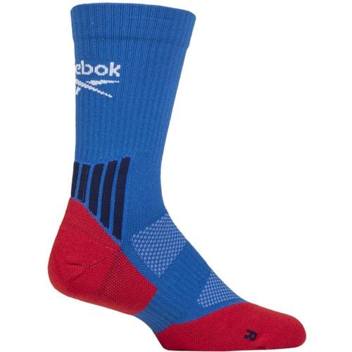 Mens and Women's 1 Pair Technical Recycled Crew Technical Tennis Socks Blue / Red 2.5-3.5 UK - Reebok - Modalova