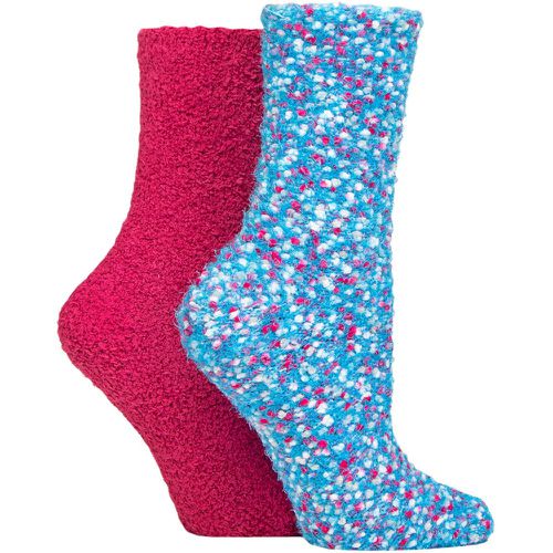 Ladies 2 Pair SOCKSHOP Popcorn Cosy Lounge Socks Pink / Blue 4-8 UK - Wildfeet - Modalova