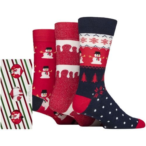 Mens 3 Pair Wildfeet Cotton Christmas Socks in Candy Cane Gift Box Snowmen 7-11 Mens - SockShop - Modalova