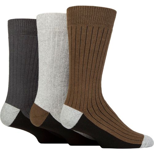 Mens 3 Pair SOCKSHOP Wildfeet Recycled Cotton Boot Socks Black / Grey / Olive 7-11 Mens - Wild Feet - Modalova
