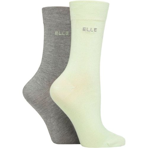 Ladies 2 Pair Plain Bamboo Fibre Socks Keylime Pie 4-8 - Elle - Modalova
