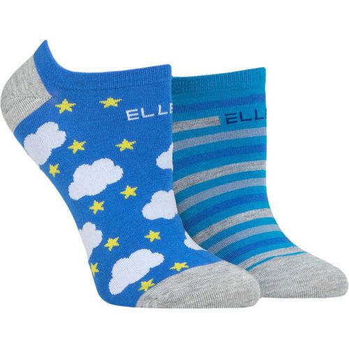 Ladies 2 Pair Plain, Patterned and Striped Bamboo No Show Socks Sky Patterned 4-8 Ladies - Elle - Modalova