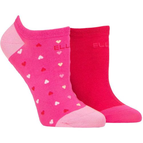 Ladies 2 Pair Plain, Patterned and Striped Bamboo No Show Socks Cherry Fizz Patterned 4-8 - Elle - Modalova
