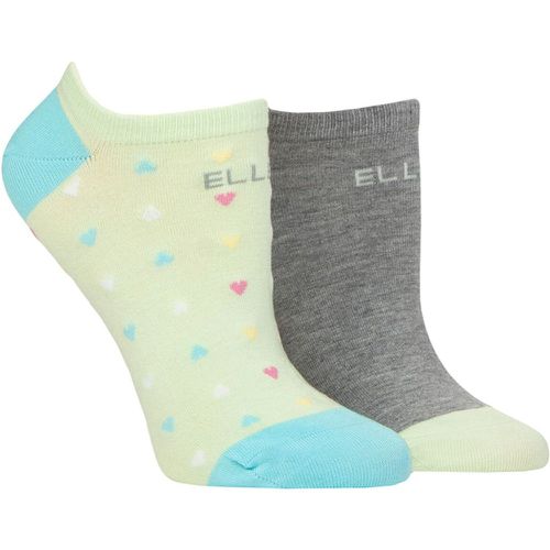 Ladies 2 Pair Plain, Patterned and Striped Bamboo No Show Socks Keylime Pie Patterned 4-8 - Elle - Modalova