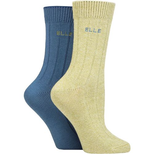 Ladies 2 Pair Ribbed Bamboo Boot Socks Moonlight Blue 4-8 - Elle - Modalova