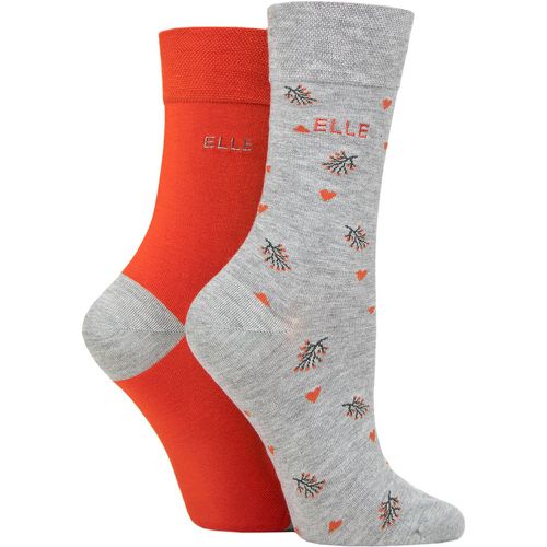 Women's 2 Pair Bamboo Patterned and Plain Socks Rust 4-8 Ladies - Elle - Modalova