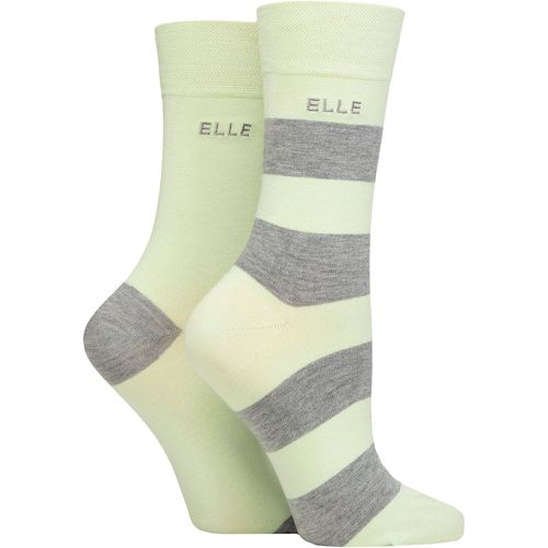 Ladies 2 Pair Bamboo Striped and Plain Socks Keylime Pie 4-8 - Elle - Modalova