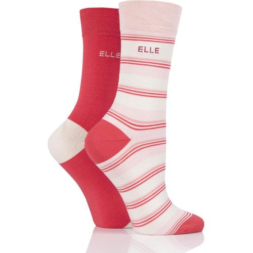 Pair Strawberry Sorbet Bamboo Striped and Plain Socks Ladies 4-8 Ladies - Elle - Modalova