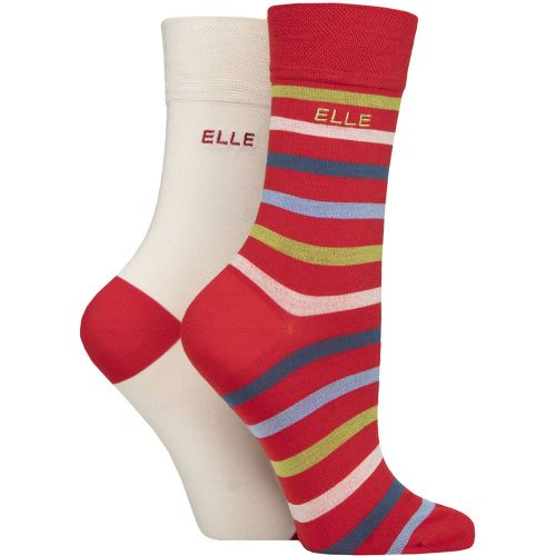 Women's 2 Pair Elle Bamboo Striped and Plain Socks Coastal Joy 4-8 - SockShop - Modalova