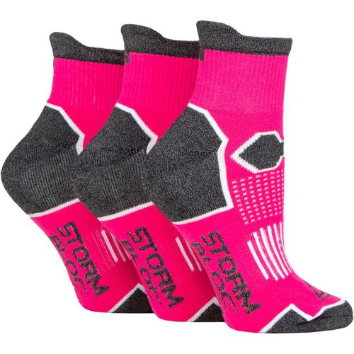 Ladies 3 Pair Cushioned Ankle Socks Fluorescent 4-8 Ladies - Storm Bloc - Modalova