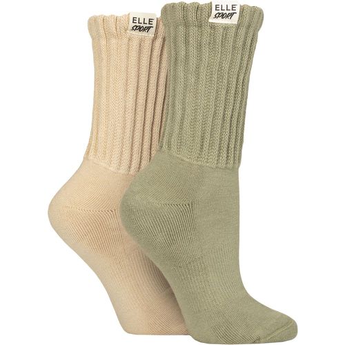 Ladies 2 Pair Bamboo Slouch Sports Socks Khaki / Beige 4-8 - Elle - Modalova
