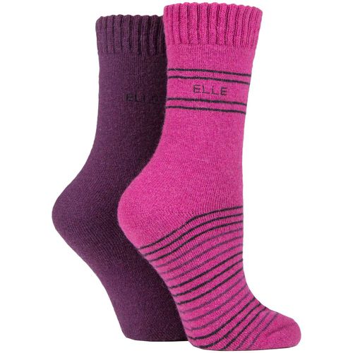 Ladies 2 Pair Wool Mix Brushed Inside Boot Socks Beetroot 4-8 Ladies - Elle - Modalova