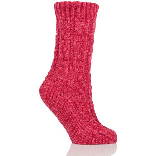 Ladies 1 Pair Chenille Cable Slouch Socks Cranberry 4-8 Ladies - Elle - Modalova
