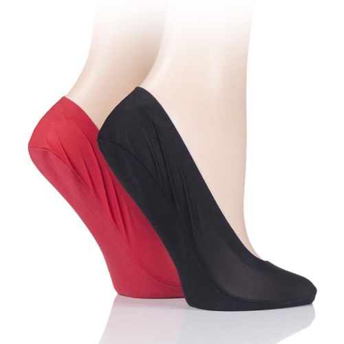 Pair Red / Black Smooth Nylon Shoe Liners Ladies 4-8 Ladies - Elle - Modalova