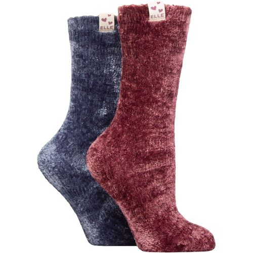 Women's 2 Pair Chenille Leisure Socks Moonlight Blue 4-8 - Elle - Modalova