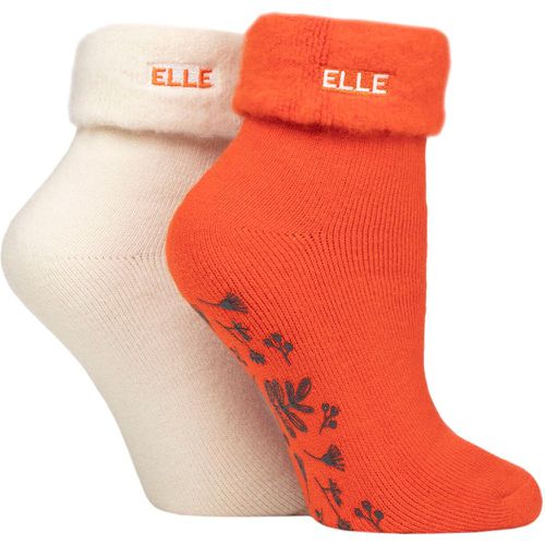 Ladies 2 Pair Thermal Bed and Slipper Socks Rust 4-8 Ladies - Elle - Modalova