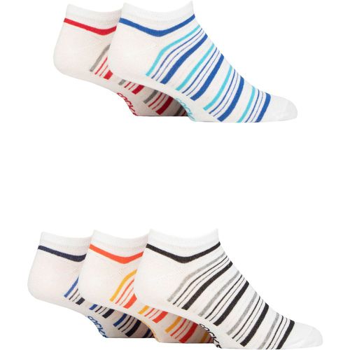 Mens 5 Pair Plain Regenerated Eco-Cotton Striped Trainer Socks Stripe 7-11 - SockShop - Modalova