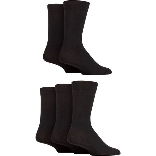 Mens 5 Pair Plain and Patterned Cotton Socks with Gentle Grip Tops Plain 7-11 Mens - SockShop - Modalova