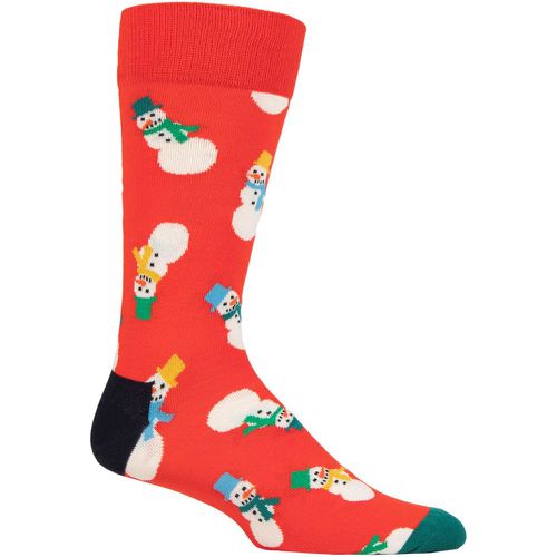 Mens and Ladies 1 Pair Snowman Socks Multi 4-7 Unisex - Happy Socks - Modalova