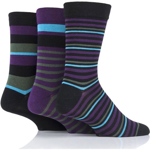 Pair Black Comfort Cuff Gentle Bamboo Striped and Plain Socks with Smooth Toe Seams Men's 12-14 Mens - SockShop - Modalova