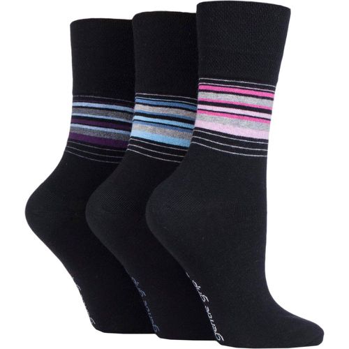 Ladies 3 Pair Patterned and Striped Socks Stripes 4-8 Ladies - Gentle Grip - Modalova