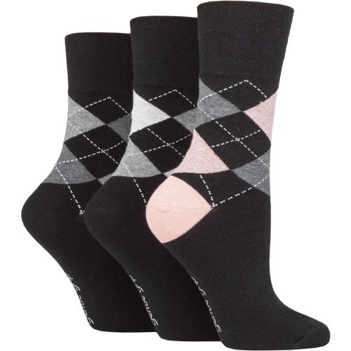 Ladies 3 Pair Argyle Patterned Cotton Socks Argyle 4-8 Ladies - Gentle Grip - Modalova