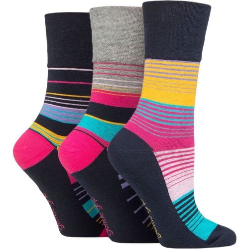 Women's 3 Pair Colourburst Socks Stripey Vibes 4-8 - Gentle Grip - Modalova