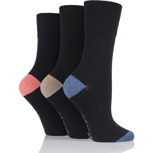 Pair Black / Aqua Contrast Heel and Toe Socks Ladies 4-8 Ladies - Gentle Grip - Modalova