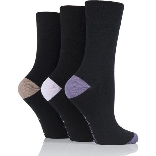 Pair Black / Lilac Contrast Heel and Toe Socks Ladies 4-8 Ladies - Gentle Grip - Modalova