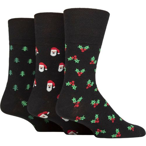 Mens 3 Pair SOCKSHOP Cotton Christmas Socks Christmas Cheer 6-11 - Gentle Grip - Modalova