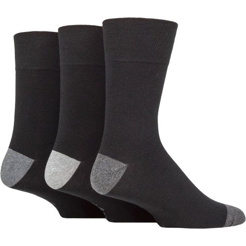 Mens 3 Pair Cotton Argyle Patterned and Striped Socks Contrast Heel and Toe 6-11 - Gentle Grip - Modalova