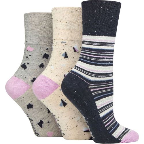 Women's 3 Pair Cotton Patterned and Striped Socks Summery Terazzo 4-8 - Gentle Grip - Modalova