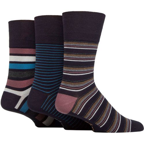 Mens 3 Pair Patterned Bamboo Socks Mirage Stripe 6-11 - Gentle Grip - Modalova