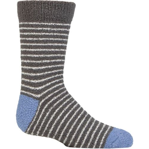 Kids 1 Pair Sammie Stripe and Spot Recycled Polyester Fluffy Socks Dark Marle 2-3 Years - Thought - Modalova