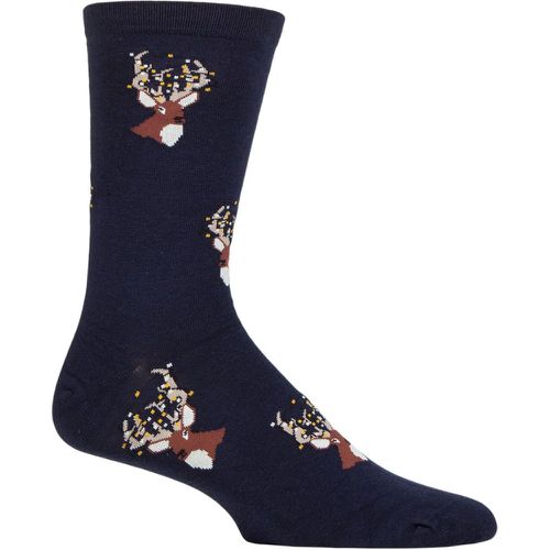 Mens 1 Pair Celyn Christmas Stag Organic Cotton Socks Navy 7-11 - Thought - Modalova