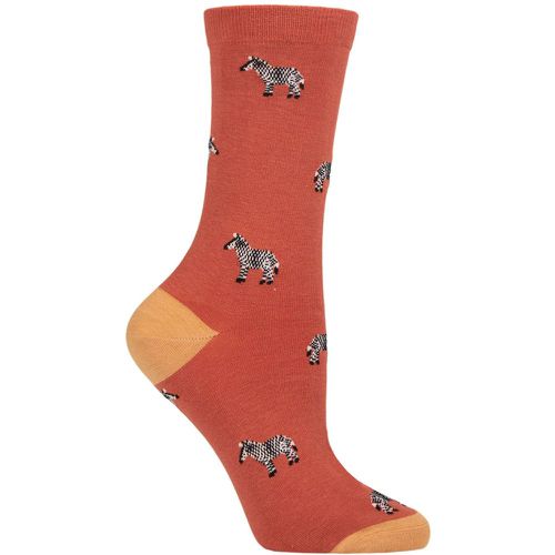 Women's 1 Pair Wild Animals Organic Cotton Socks Plaster 4-7 Ladies - Thought - Modalova