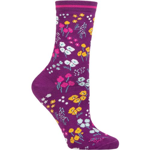 Ladies 1 Pair Laney Floral Organic Cotton Socks Deep 4-7 - Thought - Modalova