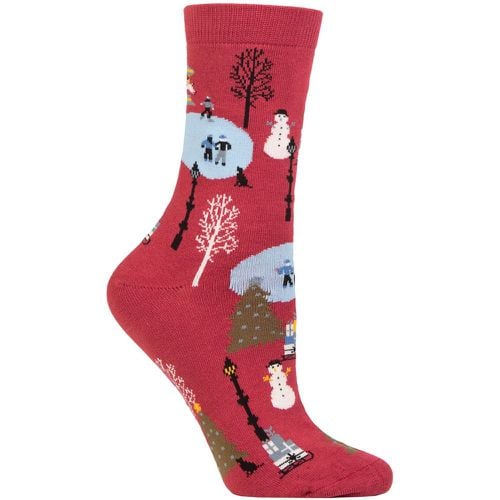 Women's 1 Pair Gloria Christmas Scene Organic Cotton Socks Brick 4-7 - Thought - Modalova