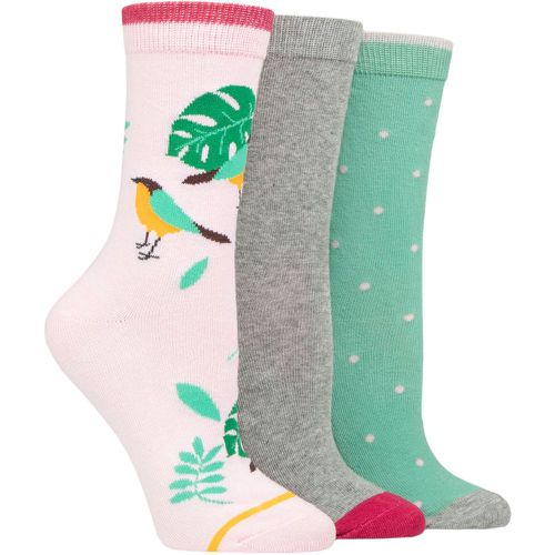 Ladies 3 Pair SOCKSHOP Wildfeet Cotton Novelty Patterned Socks Tropic Bird 4-8 Ladies - Wild Feet - Modalova