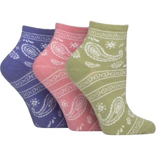 Women's 3 Pair Wildfeet Mid Length Cotton Socks Bandana Print Green / Pink / Purple 4-8 Women's - SockShop - Modalova