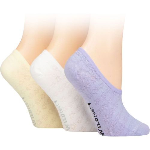 Ladies 3 Pair SOCKSHOP Mesh Pattern Fashion Shoe Liner Socks Floral Lilac / White / Yellow 4-8 - Wildfeet - Modalova