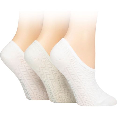 Ladies 3 Pair SOCKSHOP Mesh Pattern Fashion Shoe Liner Socks Zig Zag White / Sage / White 4-8 - Wildfeet - Modalova