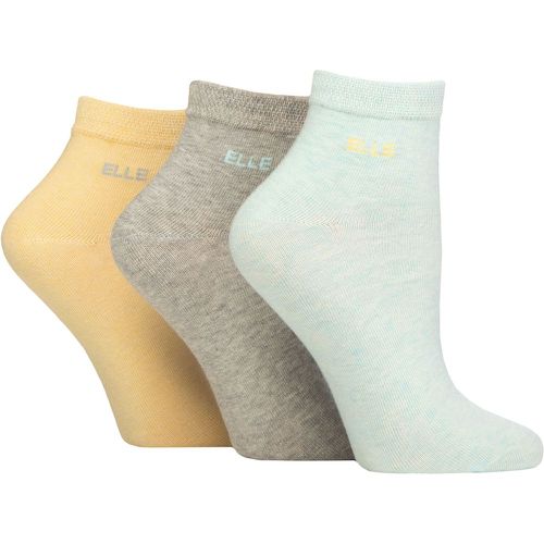 Ladies 3 Pair Elle Plain, Striped and Patterned Cotton Anklets with Smooth Toes Fresh Mint Plain 4-8 - SockShop - Modalova