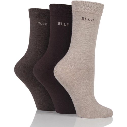 Pair Cocoa Plain Comfort Cuff Cotton Socks with Hand Linked Toes Ladies 4-8 Ladies - Elle - Modalova