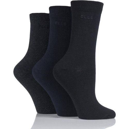 Pair Black / Navy / Charcoal Plain Comfort Cuff Cotton Socks with Hand Linked Toes Ladies 4-8 Ladies - Elle - Modalova