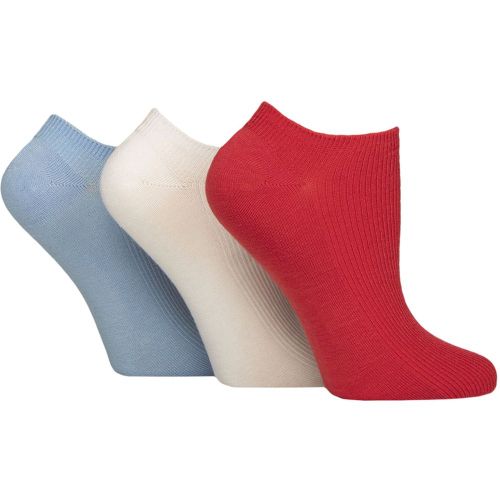 Women's 3 Pair Bamboo Ribbed No Show Socks Seafarer 4-8 - Elle - Modalova